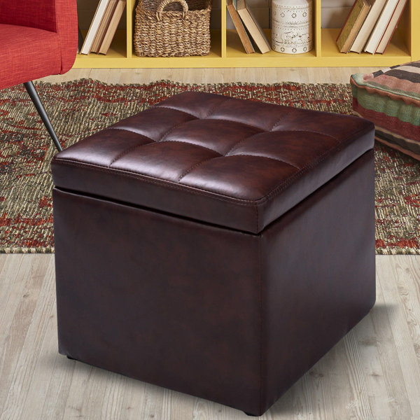 Charlton Home Plainview Faux Leather Ottoman Reviews Wayfair   Plainview Faux Leather Ottoman 